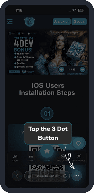 Tap the 3 Dot Button