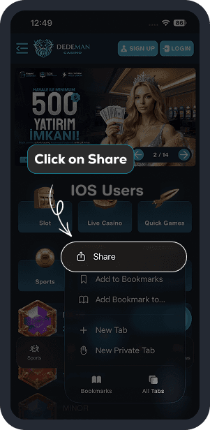 Click on Share