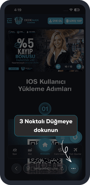3 Noktalı Düğmeye dokunun