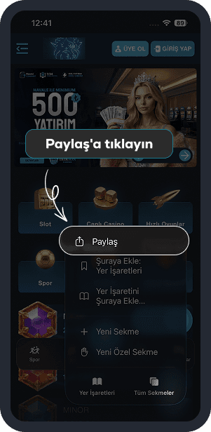 paylaş'a tıklayın